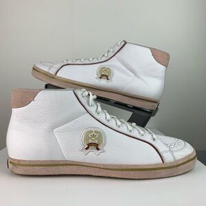 Adidas Rod Laver Hi-Top Sneakers White Leather Pink Size 10.5 Vintage Shoes